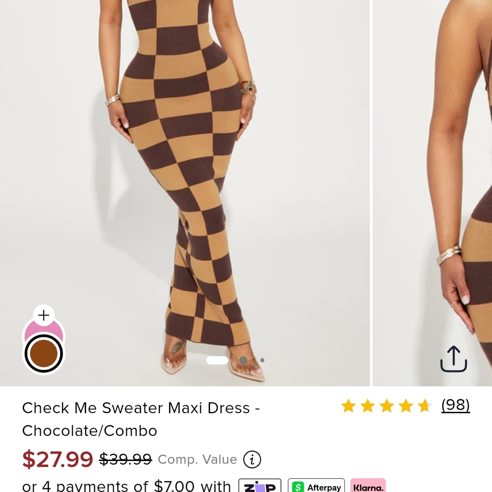 Fashion Nova Chocolate Checkered Maxi Dress
